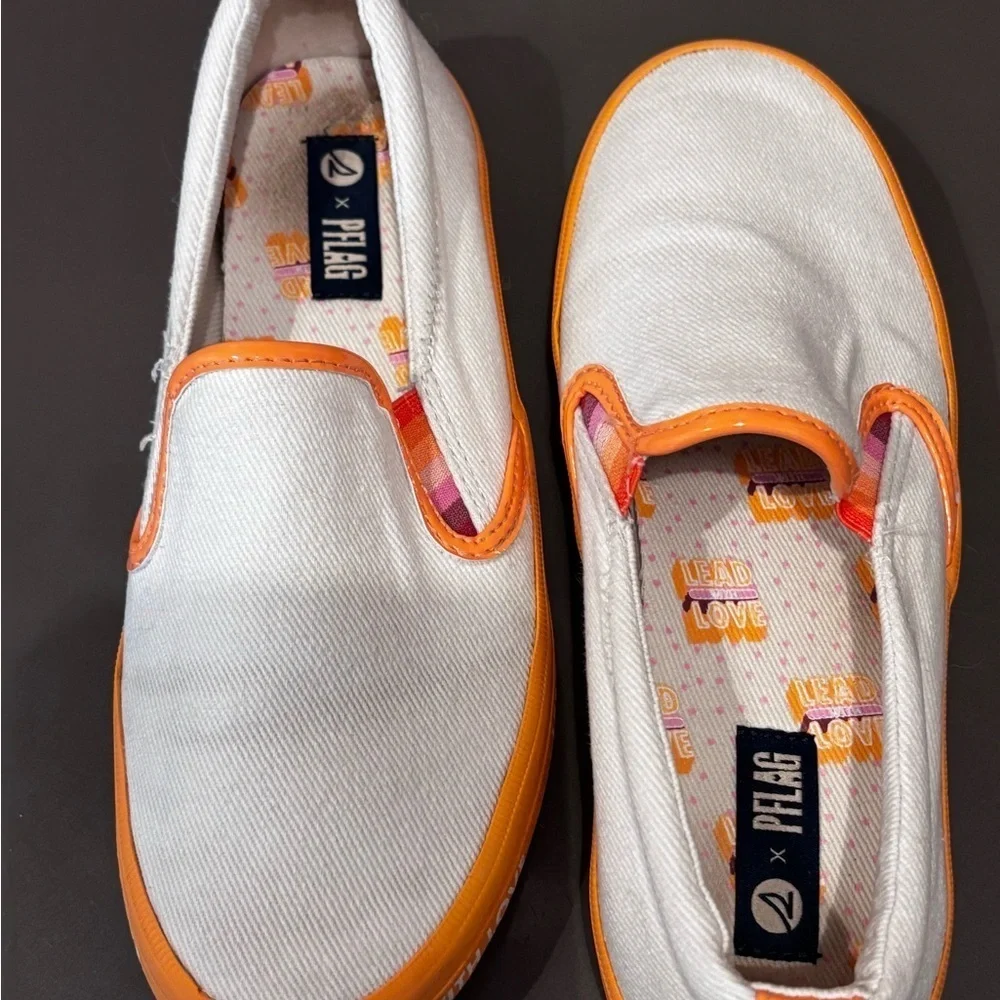 Sperry Cream and Orange Collaboration Sneakers